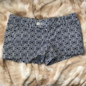 Navy and white patterned shorts